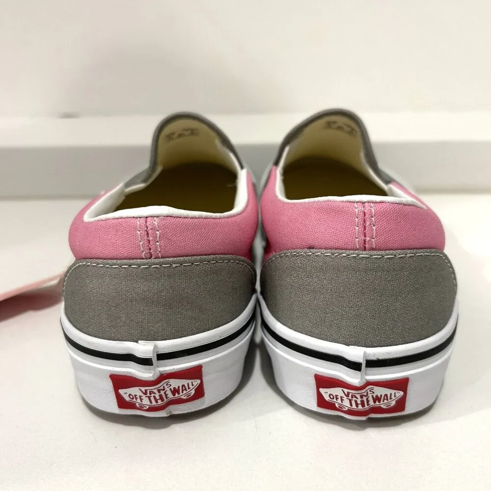 Vans Classic Slip On Canvas Sneakers Prism Pink Drizzle Gray Colorblock Size 7.5
